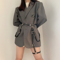 机能洛丽塔Lolita朋克风腰带装饰格裙子背带jk腰链皮带配牛仔裤潮 腰带+腿环