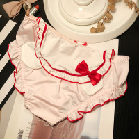 日系洛丽塔甜美少女可爱兔耳朵性感内裤低腰纯棉档三角裤学生次元 kitty粉色红边 20823 M 参考85-115斤