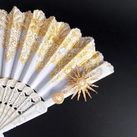 复古宫廷风lolita手作烫金折扇华丽欧式洛丽塔茶话会漫展道具扇子 白色太阳
