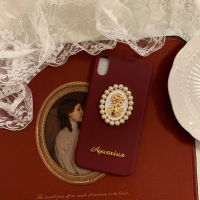 新年款圣诞红色复古少女珍珠洛丽塔蝴蝶结巴洛克手机壳适用于苹果 酒红色字母款苹果型号备注