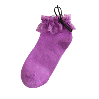 蝴蝶结蕾丝袜子女短袜浅口洛丽塔花边袜低帮纯棉日系可爱lolita 紫色 3双装 均码