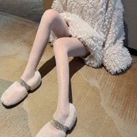 日系可爱洛丽塔白色丝袜春夏超薄防勾丝爱心提花连裤袜jk白色袜子 白色爱心 提花连袜