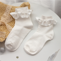 lolita花边袜子女白色短袜日系洛丽塔jk可爱蕾丝软妹学生纯棉韩国 白色 均码