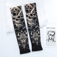 纹身花臂冰丝夏季夏天开车防晒手袖护臂袖套手套网红男士女ins潮 恶魔下凡