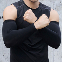 加大码防晒袖套男士骑行开车运动护臂钓鱼防紫外线手臂套冰丝袖套 黑色-直筒款 XXL