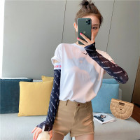 ins泫雅风可爱美少女冰丝袖套防晒护臂开车防晒手套织带女夏 字母织带黑色爱心美少女