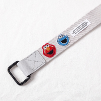 韩版ins风芝麻街卡通可爱原宿帆布腰带学生牛仔裤休闲裤带双环扣 白色 110cm