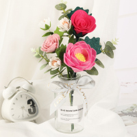 手捧花仿真花束插花手工diy不织布创意制作装饰材料包生日礼物 为你绽放花束 含花瓶 含手提袋和暖光灯不含胶枪