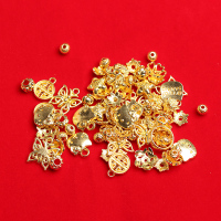 沙金配件隔珠片吊坠花托帽材料DIY手工配件串珠电镀金滴溜编织包 沙金[隔珠花托吊坠]随机一包约30g