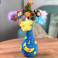 儿童手工DIY创意花瓶 雪花泥小学生女孩玩具生日礼物花束材料包 星星月亮(花瓶)