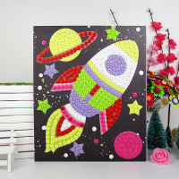 儿童创意纽扣粘贴画DIY材料包幼儿园益智玩具手工制作卡通钻石画 火箭