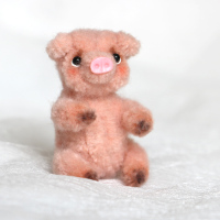 羊毛毡小熊猪蜜蜂兔毛根扭扭棒材料包手工diy玩偶钥匙扣挂件礼物 小猪+工具(锥子)+尺子