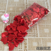 仿真丝带玫瑰花瓣半成品彩带缎带手工diy花材料17-18朵一包假花瓣 酒红色 234片/13片,18朵