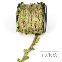 5毫米麻绳子树叶混织森林系列麻绳清新装饰麻绳绳子DIY背景藤条 绿色树叶麻绳10米一卷