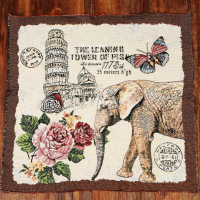 吉祥大象亚麻布民族风定位靠枕靠垫提花布料手工diy麻布挂布布料 大象一