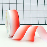 渐变螺纹带 彩虹罗纹带 手工发饰彩带 蝴蝶结DIY古风发饰横纹织带 红色3.8cm