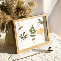 创意立体摆台相框手工diy中空6 7寸干花植物标本框画框架装裱粘土 原木色 A3[挂墙]内径29.7*42