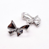 925银蝴蝶结夹扣卡扣 珍珠手链项链扣毛衣链搭扣diy手工饰品配件 白金色(不带珠)(K58款)