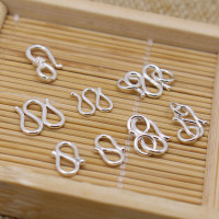 925纯银m扣W形s形扣项链扣连接扣子手链DIY搭扣手工绳子挂钩环 如需双开口，可以留言备注
