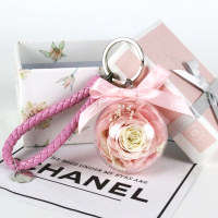 永生花diy材料包钥匙扣挂件情人节教师节送女闺蜜实用创意伴手礼 杏色 白心奥斯丁DIY