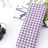 棉麻布料背景布印花布紫色格子桌布窗帘沙发面料diy布头清仓处理 紫色格子--1米价