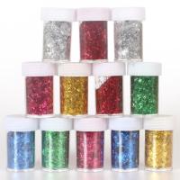 闪光粉金葱粉亮粉彩色金粉胶儿童DIY绘画材料闪粉炫彩珠光粉 6色彩条[12瓶][送酒精胶水] 加送刷子