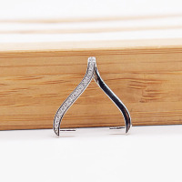 DIY配件扣女925半银吊坠扣头 镶嵌扣蜜蜡琥珀圆珠银夹扣项链卡扣 白金色 大号(C126款)