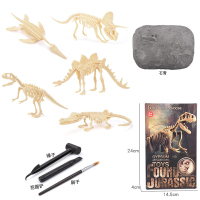 儿童考古挖掘恐龙化石玩具骨架diy制作霸王龙标本拼装模型男孩3 sh考古恐龙全套五款+配件包