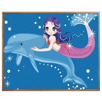 数字油彩画diy自填油画儿童卡通小尺寸手绘迷你装饰画画人鱼伙伴 C036人鱼伙伴 20*30带内框1.6cm厚 颜料+画