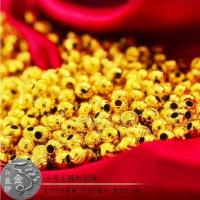 镀金空心转运珠沙金椭圆珠越南金不掉色散珠DIY仿黄金配件编手链 大号 正圆 3颗