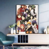 diy数字油画卧室动漫儿童卡通手绘水彩填色画油彩装饰画火影忍者 392-火影忍者A 50*65送黑色成品外框、2套颜料画
