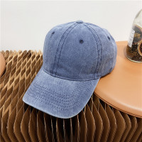 韩版百搭复古做旧遮阳帽棒球帽子女街头潮人水洗牛仔日系鸭舌帽男 水洗款 藏蓝 可调节