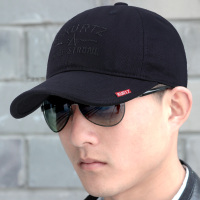 春秋天帽子男士韩版黑色棒球帽男薄款软顶鸭舌帽户外休闲遮阳帽男 黑色 可调节 收藏加购