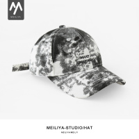 帽子女秋冬街头时尚涂鸦韩版蓝染鸭舌帽百搭个性扎染棒球帽男潮 黑色 可调节