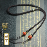 天珠挂绳横穿锁骨绳翡翠蜜蜡文玩玉坠挂绳南红玛瑙手工编织项链绳 红玛瑙横穿