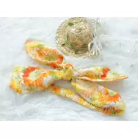 向日葵/雏菊/波点手工绑带交叉发带森女古着感发饰兔耳 向日葵发带