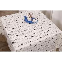 碎花卡通印花棉麻布料格子粗麻点子麻布沙发亚麻布手工包布头背景 黑色 直线动物X半米