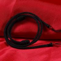 天珠挂绳锁骨横穿吊坠玉石玉文玩手工编织绳男女挂脖双头挂坠绳子 大气黑 送3对珠子替换线