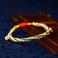 五行手链五彩绳水晶手工编织儿童手串转运金刚结宝宝饰品 A款五彩线玉米结手链