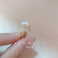 原创巴洛克淡水珍珠戒指环女时尚个性手工法式复古小众设计可调节 均码16-17号(可轻微调节)