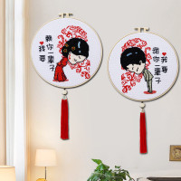 十字绣新款客厅简单线绣结婚情侣小件一对小幅2020手工婚房绣挂件 【丝线版】【一套两幅】送全套工具+【送方框两个】