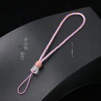 新品把玩手机绳手工编织挂绳饰品翡翠玉坠游戏机汽车钥匙防丢绳子 把玩绳白水晶桶珠+粉彩色线八股绳