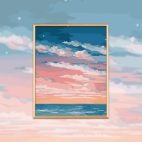 数字油画diy画画手工涂色风景油画客厅卧室装饰画减压新款填色画 马卡龙2 40*50 实木内框 diy自己涂色