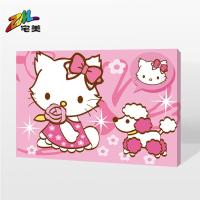 数字油彩画diy自填油画 儿童手工绘画画填充卡通小尺寸迷你填色画 C206可爱猫与贵妇狗 20*30 颜料+画板+配件