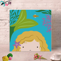 数字油画diy手工画画 儿童动物卡通动漫数码益智手绘装饰油彩挂画 美人鱼 6001 40*40绷好内框 彩色画板+颜料+