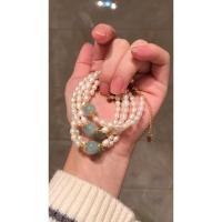 花想容原创手工14k金绕线海蓝宝珍珠手链 第三批十天左右发货