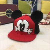 韩版儿童帽子男女童春秋太阳帽米奇棒球鸭舌帽宝宝潮夏遮阳网眼帽 布的米~奇大红 儿童可调(48~54)