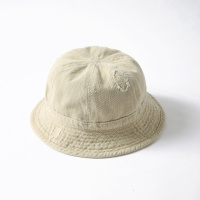 日系水洗做旧牛仔短檐渔夫帽女潮韩版春夏原宿工装休闲圆顶盆帽 卡其色 均码