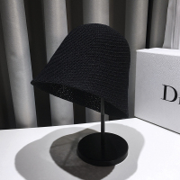 日系亚麻水桶帽女夏季薄款镂空渔夫帽大头围韩版百搭遮阳自闭盆帽 黑色 可调节