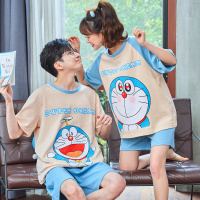 情侣睡衣女夏季纯棉短袖套装可爱薄款男士卡通网红闺蜜家居服 短套W3588叮当猫 男L码